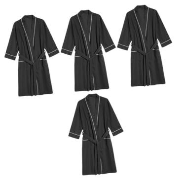 Imagem de PRETYZOOM 4 Pcs pijama de imitação de seda feminino macacão para homens vestido para mulheres pijamas vestido formal roupão de cliente de salão manto para homens lapela camisola