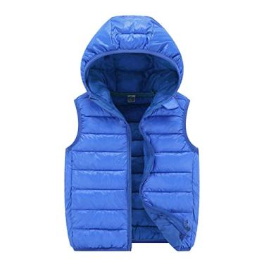 Imagem de Casaco de inverno para crianças, meninos, crianças, crianças, bebês, meninos, meninas, sem mangas, casaco com capuz, jaqueta corta-vento para meninos, Azul, 12-15 Years