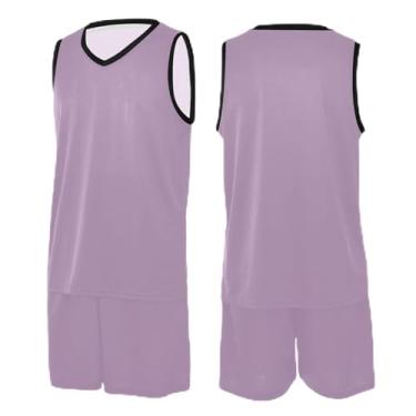 Imagem de CHIFIGNO Camiseta de basquete azul-petróleo roxo com glitter, camiseta de basquete simples, camiseta de futebol PPS-3GG, Lilás, G