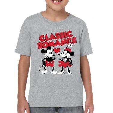 Imagem de Camiseta juvenil Steamboat Willie Classic Romance Cute Cartoon Mouse Love Relationship Heart Valentine's Day Kids Cinza Grande