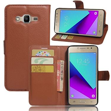 Imagem de Manyip Capa para Samsung Galaxy J2 Prime, capa de telemóvel em couro, protetor de ecrã de Slim Case estilo carteira com ranhuras para cartões, suporte dobrável, fecho magnético (JFC8-25)