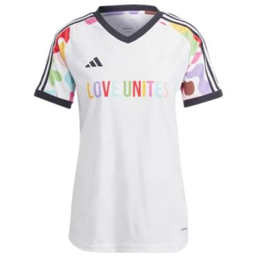 Imagem de adidas Camiseta feminina Pride Pre-Match - Celebrando o amor e a autoexpressão com a colaboração Rich Mnisi, Branco, P