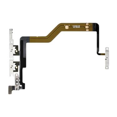 Imagem de Risidamoy Botão de volume de energia de substituição para iPhone 12 Pro Max liga/desliga reparo chave mudo conector interruptor silencioso cabo flexível som teclado fita suporte de metal pré-instalado