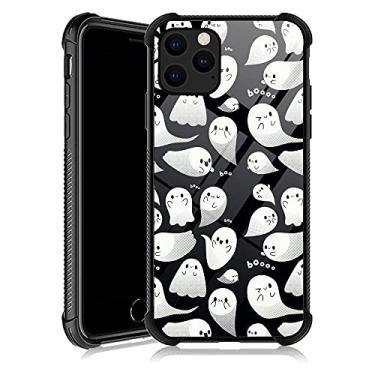 Imagem de DJSOK Capa compatível com iPhone 12, Ghost Boo Halloween iPhone 12 Pro capas com 4 cantos, proteção à prova de choque, silicone macio TPU e capa traseira com padrão PC rígido