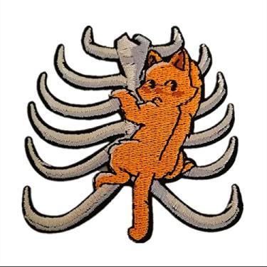 Imagem de CHBROS Aplique bordado de esqueleto de gato, aplique de ferro em remendos para roupas, jaquetas, camisetas, mochilas