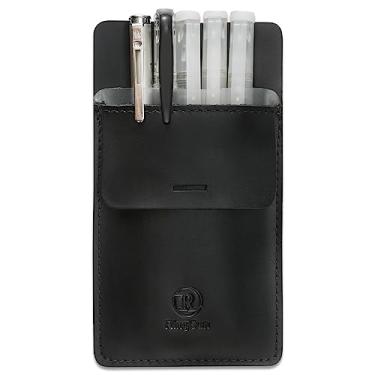 Imagem de Ringsun Protetor de bolso para homens, suporte de proteção de caneta de couro de flor integral para camisas resistentes, jalecos de laboratório, comporta canetas, ponteiros, cartões, comporta 6 canetas, protetores de bolso para canetas e lápis