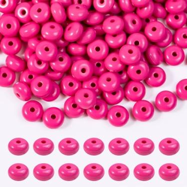 Imagem de Niziky 500 peças de contas de lentilha acrílicas de 8 mm, contas de ábaco rosa, contas soltas para artesanato, contas espaçadoras de acrílico para fabricação de joias, pulseira, colar, contas para