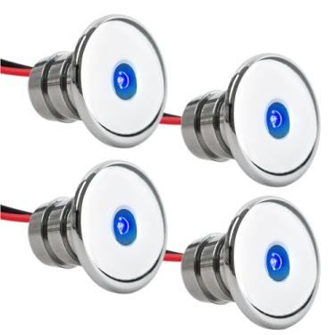 Imagem de Five Oceans FO2445-M4 Mini luz LED azul cortesia, corpo cromado, montagem de encaixe, pacote com 4, barco, trailer, trailer, trailer