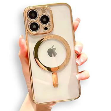 Imagem de CASEFREAK Capa de luxo transparente para iPhone 14 Pro Max com anel magnético compatível com MagSafe - Design elegante, TPU macio com proteção de lente de câmera de vidro para iPhone 14 Pro Max (6,7