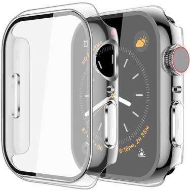 Imagem de idudu Capa rígida compatível com Apple Watch Series 7 8 45 mm [proteção total], protetor de tela integrado [sensível ao toque] Capa protetora fina de 45 mm, transparente