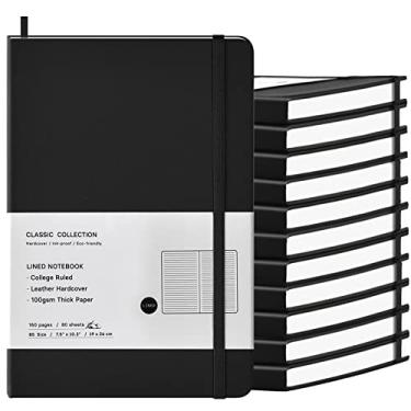 Imagem de Coopay Pacote com 12 cadernos B5, cadernos de redação pautados na faculdade, clássicos, diários forrados de capa dura para escritório, casa, escola, negócios, anotações, 26 x 19 cm, papel grosso de