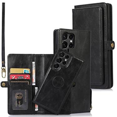Imagem de Asuwish Capa de telefone para Samsung Galaxy S23 Ultra 5G carteira destacável com protetor de tela e suporte de cartão de crédito flip de couro Folio acessórios para celular S23ultra 23S S S 23 S23ultra5g feminina masculina preta