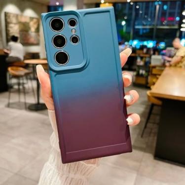 Imagem de Capa gradiente de silicone líquido para Samsung S24 S23 S22 S21 S20 Ultra FE S10 S9 S8 Plus Note 20 Ultra 10 Plus 9 Acessórios de telefone, azul vermelho, para S21 FE