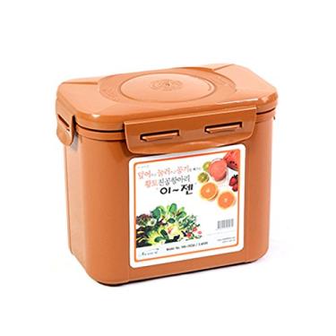 Imagem de E-Jen Premium Kimchi, recipiente Sauerkraut fermentação probiótica com tampa interna de vácuo, Earthenware Brown, 0.9 gal/ 3.4L