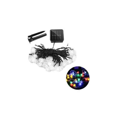 Imagem de Luzes solares de guirlanda de Natal LED rosa em cascata de 6 m