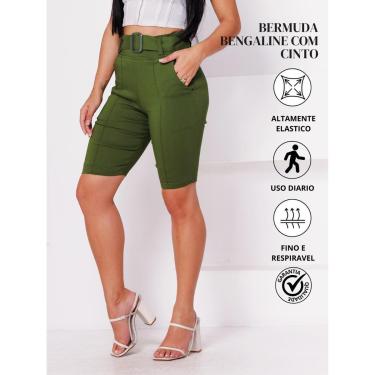 Imagem de Bermuda Bengaline Com Cinto E Bolso Elegancia E Conforto No Trabalho E No DiA-Feminino