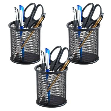 Imagem de Organizador Porta Lapis Aramado Kit 3 Unidades Telado Caneta Mesa Bancada Escritorio Home Office Trabalho Escrivaninha