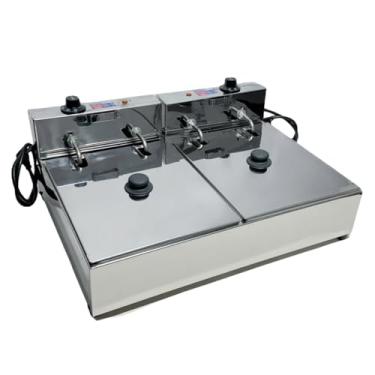 Imagem de Fritadeira Elétrica Industrial 2Cubas 10L com Tampa Profissional (110, Volts)