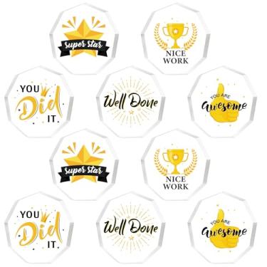 Imagem de YHNTGB 10 peças de prêmio de acrílico de agradecimento de troféus, recompensas esportivas para adultos e crianças, decorações de sala de aula de escritório