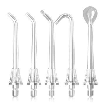 Imagem de WELLFINE Pontas de jato de reposição para irrigadores orais, 2 pontas de jato padrão, 2 bicos curvos, 1 ponta de jato ortodôntica, 1 raspador de língua