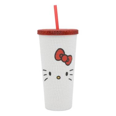 Imagem de Bioworld Copo de plástico com strass Hello Kitty Big Face 590 ml - Branco