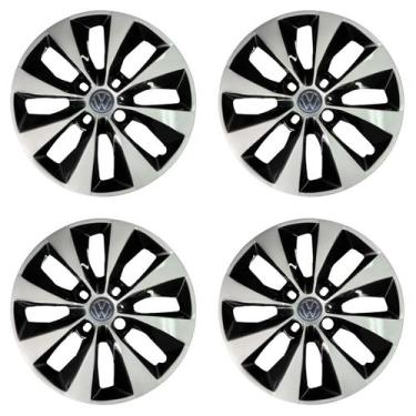 Imagem de Jogo 4 Calotas 14 Preto e Prata Cubo Alto Gol Voyage G5 A - Garagem On