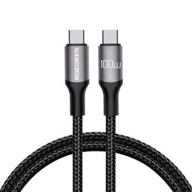 Imagem de Cabo USB-C 100W PD QC 4.0 Retro Series Nylon 1m Rocoren