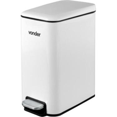 Imagem de Lixeira Retangular 5 Litros Inox Branca 6356005002 Vonder