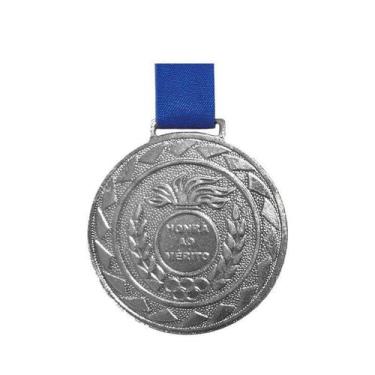 Imagem de Medalha de Prata M43 Esportiva Honra ao Mérito Com Fita Azul Crespar