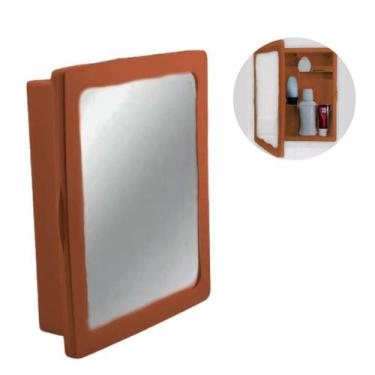 Imagem de Armário Banheiro Caramelo Com Espelho Porta Plástico Embutir Reforçado