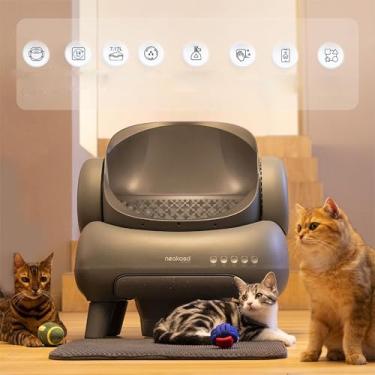 Imagem de Caixas de Areia para Gatos, M1 Open-Top Banheiro Inteligente Gato Tuya WIFI Controle de APP Caixa Areia Gato Autolimpante Banheiro Gato (Cinza)