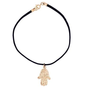 Imagem de Pulseira camurça Mão de Fátima Hamsa 20mm - Sunshine Cristais, Dourado