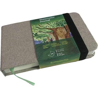 Imagem de Caderno de aquarela, 8,9 x 14 cm, 63,5 kg, 300 g/m2, papel tumuarta algodão, prensado a frio, 24 folhas, 48 páginas, caderno de desenho de papel aquarela para uso como caderno de viagem e bloco de