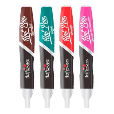 Imagem de Caneta comestivel hot pen 35g hot flowers, MORANGO C/ CHAMP
