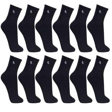 Imagem de Kit 12 Pares Meia Lupo Cano Médio Sport Masculina 3245 , Preto, G