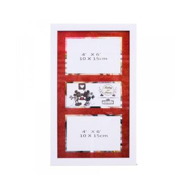 Imagem de Porta Retrato Moldura Branca Para 2 Fotos 10X15cm Mickey e Minnie Disn