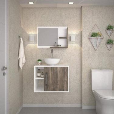 Imagem de Conjunto para Banheiro Gabinete com Cuba Redonda R30 e Espelheira Laur