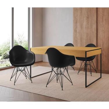 Imagem de Mesa Jantar Industrial Filadélfia Canela 137x90cm com 4 Poltronas Eame