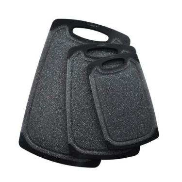 Imagem de Kit 3 Tábuas de Corte Plástico Antiderrapante Cinza - BH Imports