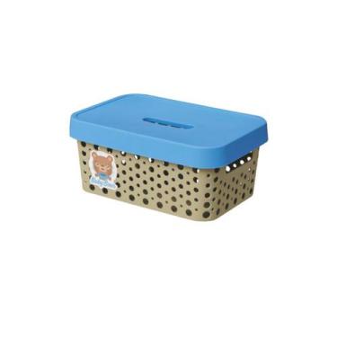 Imagem de Cesto organizador 4,5l com tampa baby menino azul - USUAL UTIL