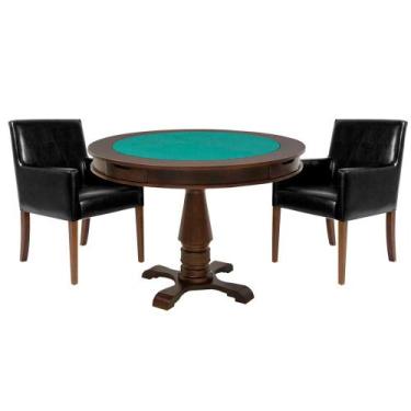 Imagem de Mesa de Jogos Carteado Victoria Redonda Tampo Reversível Imbuia com 2 