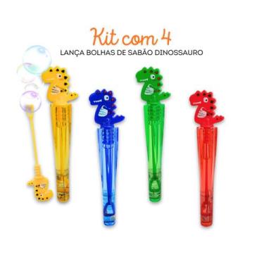 Imagem de Kit 4 Bolhas de Sabão Dinossauro Lembrancinha Aniversário - MultiA