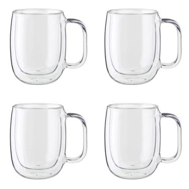 Imagem de ZWILLING Sorrento Plus 4 peças de vidro de parede dupla, caneca de café isolada, 355 ml, transparente