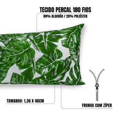 Imagem de Kit 2 Fronhas 1,30x40 C/ Zíper Percal 180 Fios Estampadas para Travess