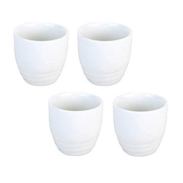 Imagem de Happy Sales HSSCP-BLK4, conjunto de 4 copos de saquê de porcelana preta de 45 ml, White Sake Cup 4
