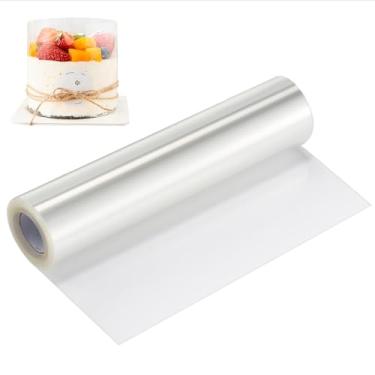 Imagem de DOCMON Folhas de acetato de cozimento, colar de bolo de 20 x 904 cm para assar, colares de bolo de acetato transparente, rolos grandes de acetato para bolo, mousse de chocolate, sobremesa, envoltório