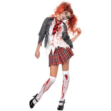 Imagem de Fantasia feminina adulta Smiffy's Zombie Schoolgirl, Cinza, S - US Size 6-8