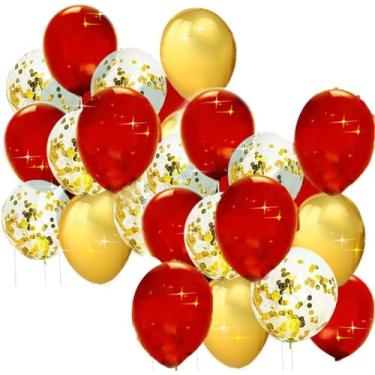 Imagem de Decorações de formatura em ouro vermelho 2022/Decorações de festa em ouro vermelho, balões de confete de ouro vermelho com 30 peças para festa de aniversário feminina/casamento/festa de aniversário em ouro vermelho