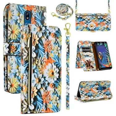 Imagem de Dswteny Capa carteira para LG K40/K12 Plus/X4 2019/Solo LTE/Xpression Plus 2/Harmony 3 com alça de ombro, suporte de couro, suporte de cartão, capa para celular para LGK40 K 40 40K L423DL LMX420