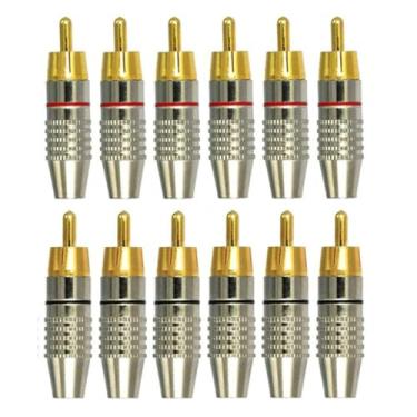 Imagem de Conector de cabo de áudio QMseller 10 peças RCA macho coaxial sem solda, adaptador de entrada de vídeo